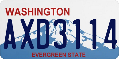 WA license plate AXD3114