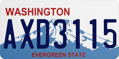 WA license plate AXD3115