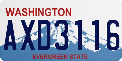 WA license plate AXD3116