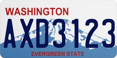 WA license plate AXD3123