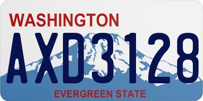 WA license plate AXD3128