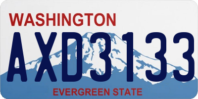 WA license plate AXD3133