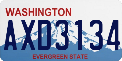 WA license plate AXD3134