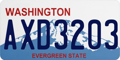 WA license plate AXD3203