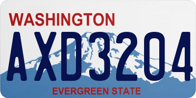 WA license plate AXD3204