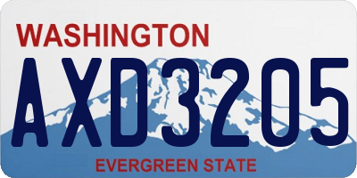 WA license plate AXD3205