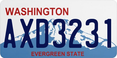 WA license plate AXD3231