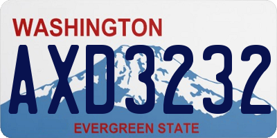 WA license plate AXD3232