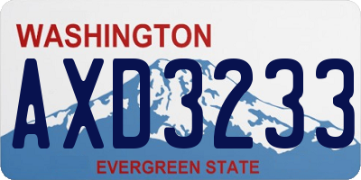 WA license plate AXD3233