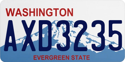 WA license plate AXD3235