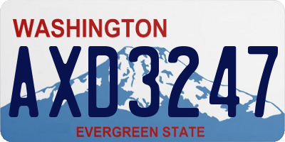 WA license plate AXD3247