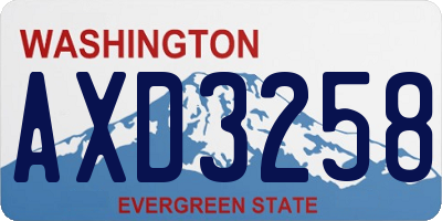 WA license plate AXD3258