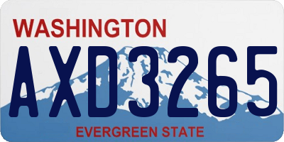 WA license plate AXD3265
