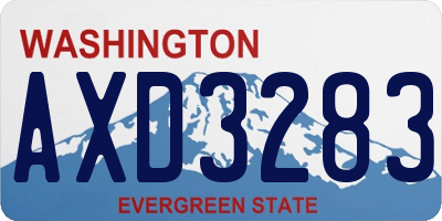 WA license plate AXD3283