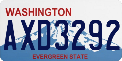 WA license plate AXD3292