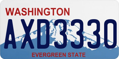 WA license plate AXD3330