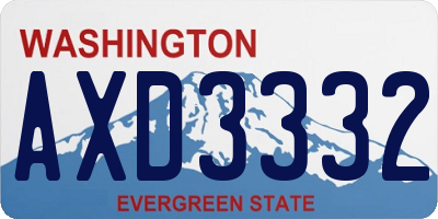 WA license plate AXD3332