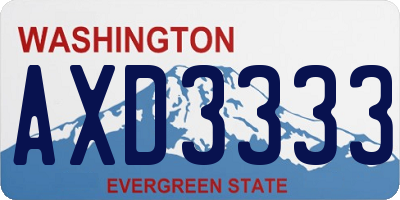 WA license plate AXD3333