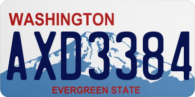 WA license plate AXD3384