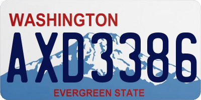 WA license plate AXD3386