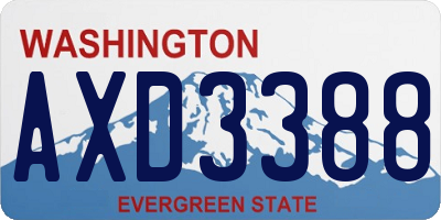 WA license plate AXD3388