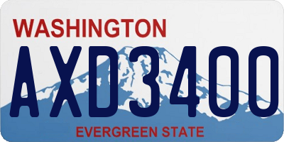 WA license plate AXD3400