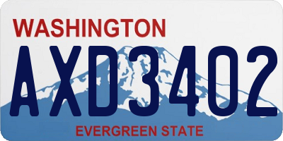 WA license plate AXD3402