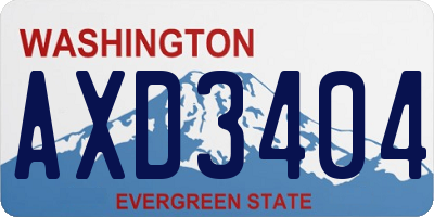 WA license plate AXD3404