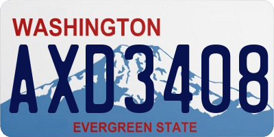 WA license plate AXD3408