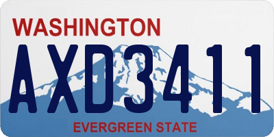 WA license plate AXD3411