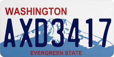 WA license plate AXD3417