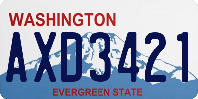 WA license plate AXD3421