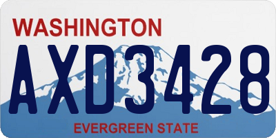 WA license plate AXD3428