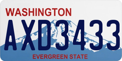 WA license plate AXD3433