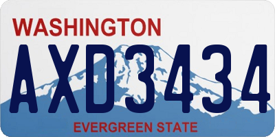 WA license plate AXD3434