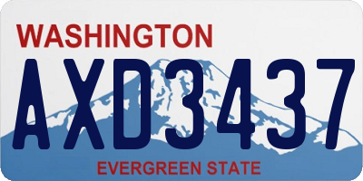 WA license plate AXD3437