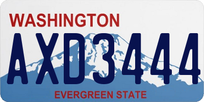 WA license plate AXD3444