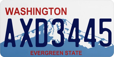 WA license plate AXD3445