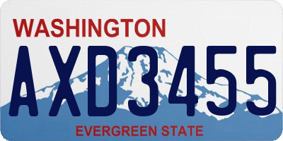 WA license plate AXD3455