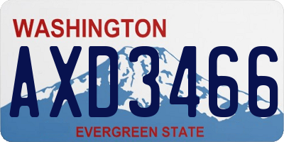 WA license plate AXD3466