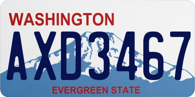 WA license plate AXD3467