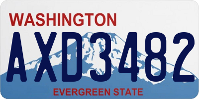 WA license plate AXD3482