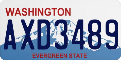 WA license plate AXD3489