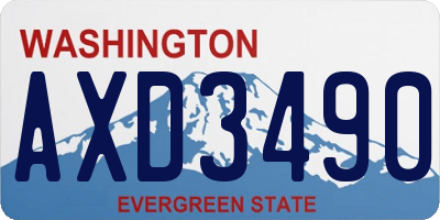 WA license plate AXD3490