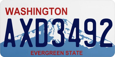 WA license plate AXD3492