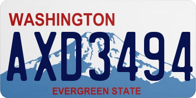 WA license plate AXD3494