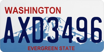 WA license plate AXD3496
