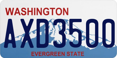 WA license plate AXD3500