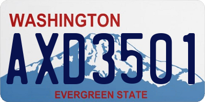 WA license plate AXD3501