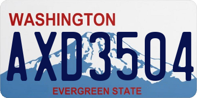 WA license plate AXD3504